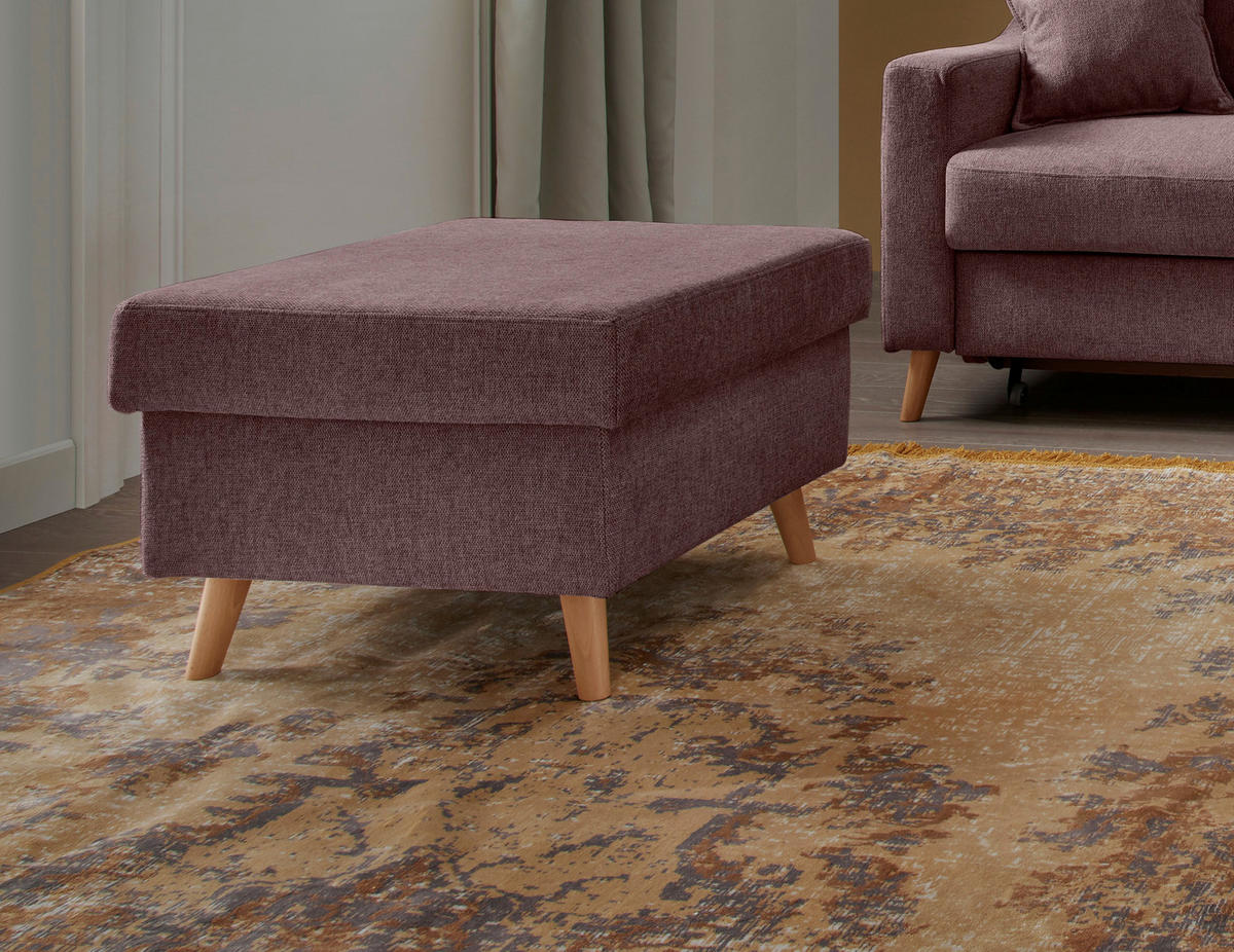 HOCKER in Textil Bordeaux  - Bordeaux/Naturfarben, KONVENTIONELL, Holz/Textil (61/43/61cm) - P & B