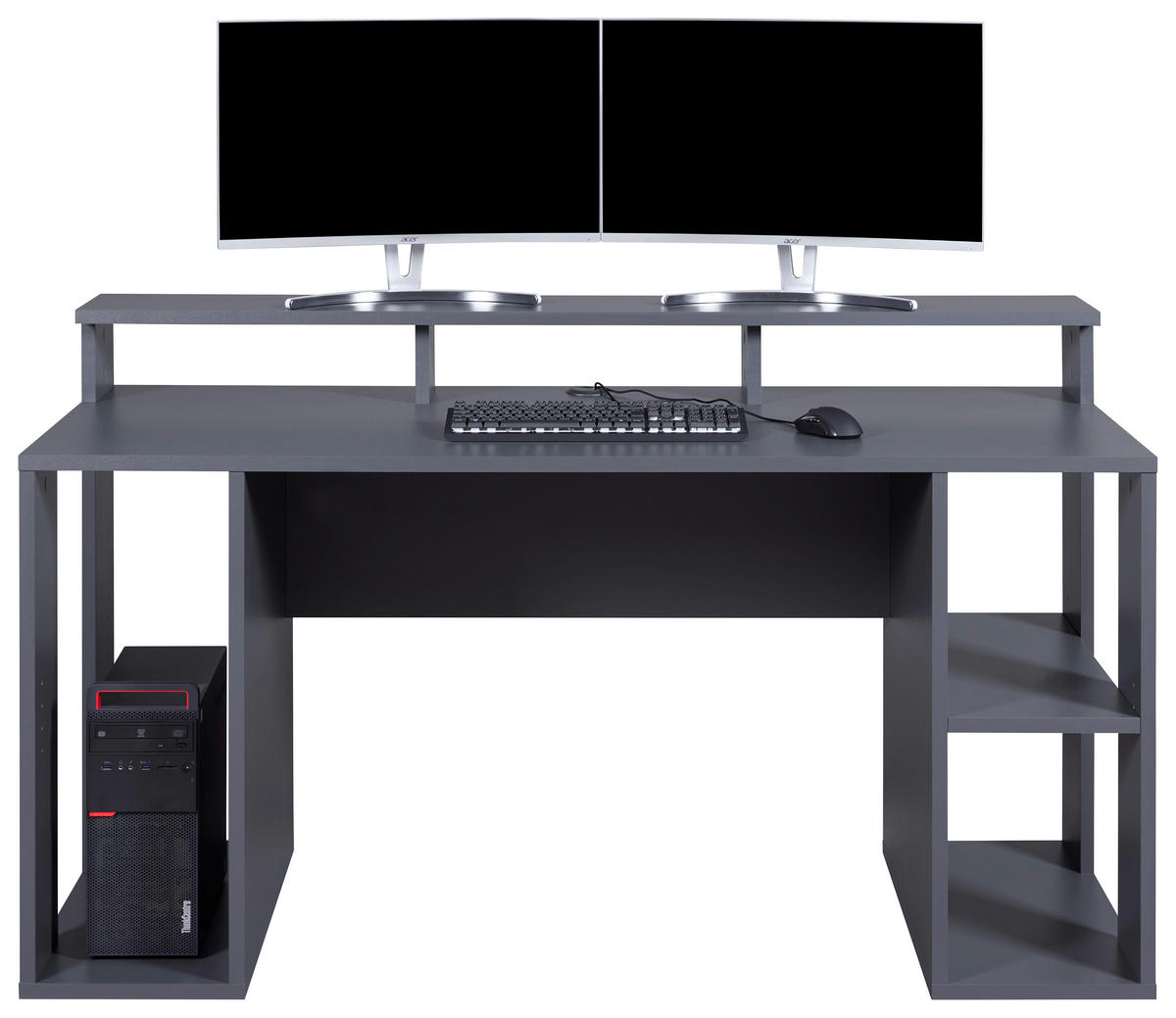 SCHREIBTISCH 160/91/76,5 cm  in Anthrazit  - Anthrazit, KONVENTIONELL, Holzwerkstoff (160/91/76,5cm) - Boxxx