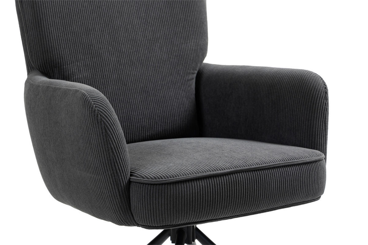 ARMLEHNSTUHL  in Cord  - Anthrazit/Schwarz, KONVENTIONELL, Textil/Metall (60/95/67cm) - MID.YOU