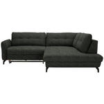 ECKSOFA in Flachgewebe, Leinenoptik Dunkelgrün  - Dunkelgrün/Schwarz, Design, Textil/Metall (247/208cm) - Xora