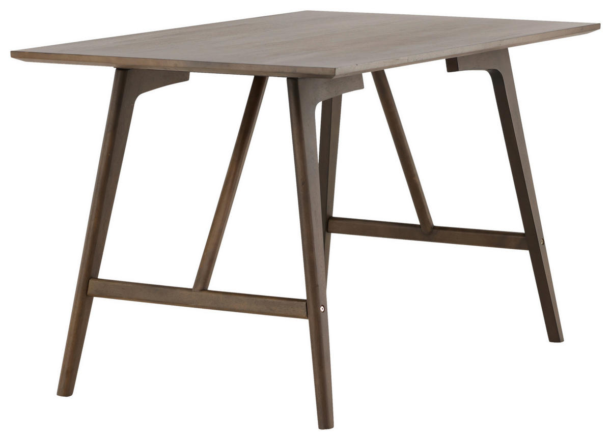 ESSTISCH Kautschukholz furniert, massiv rechteckig Dunkelbraun  - Dunkelbraun, Design, Holz/Holzwerkstoff (120/80/75cm) - Livetastic