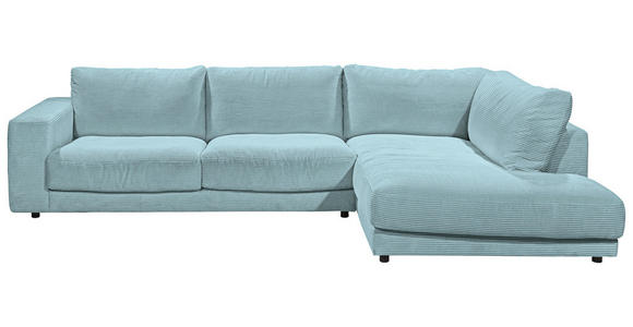 ECKSOFA  in Cord Hellblau  325/224 cm  - Schwarz/Hellblau, Design, Kunststoff/Textil (325/224cm) - Hom`in