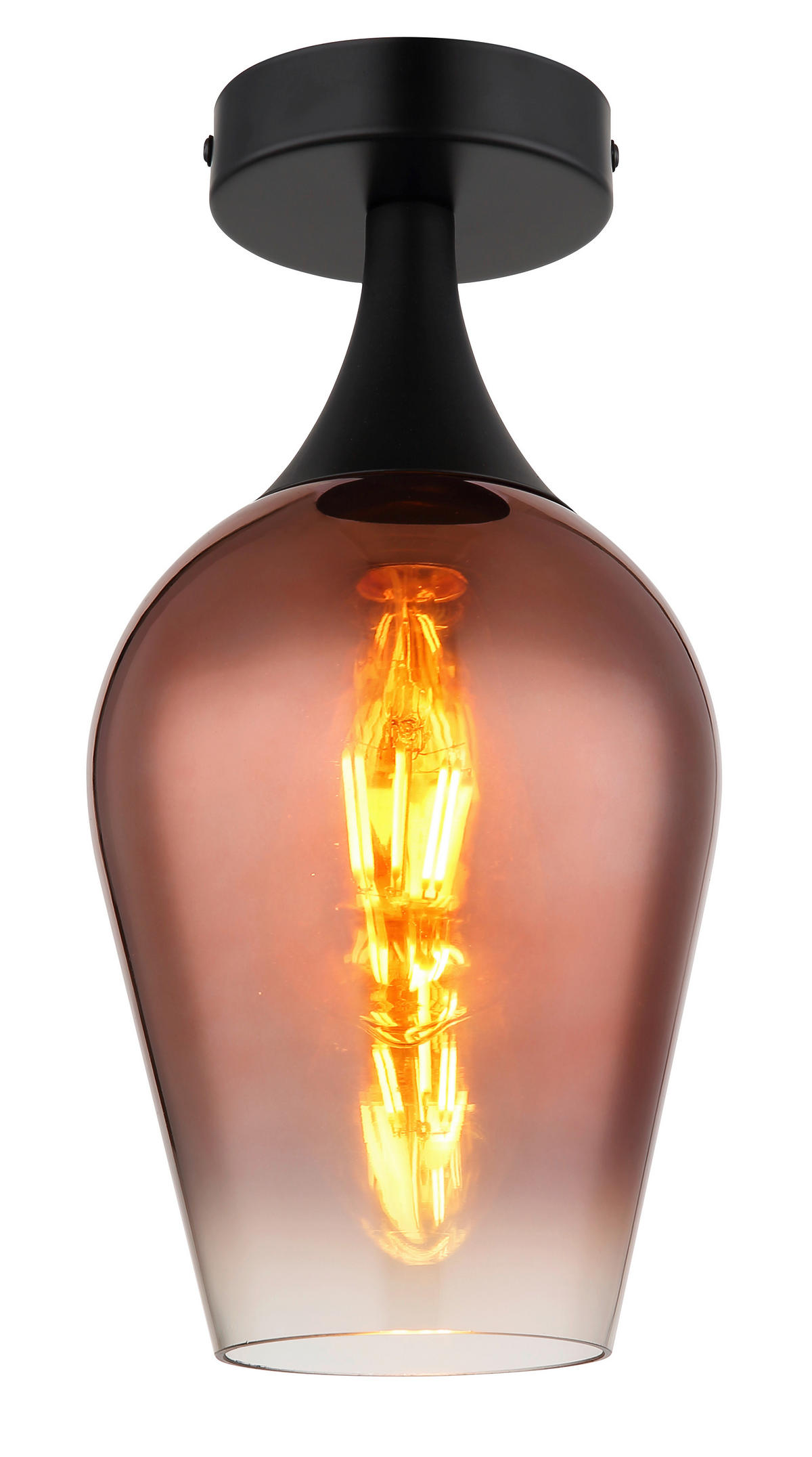 DECKENLEUCHTE  15/30 cm    - Klar/Schwarz, Trend, Glas/Metall (15/30cm) - Globo