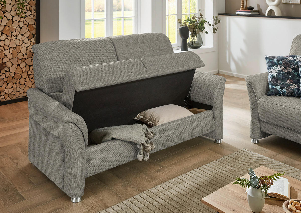 2,5-SITZER Flachgewebe Schilfgrün  - Schilfgrün/Alufarben, Konventionell, Textil/Metall (172/96/93cm) - Beldomo Premium