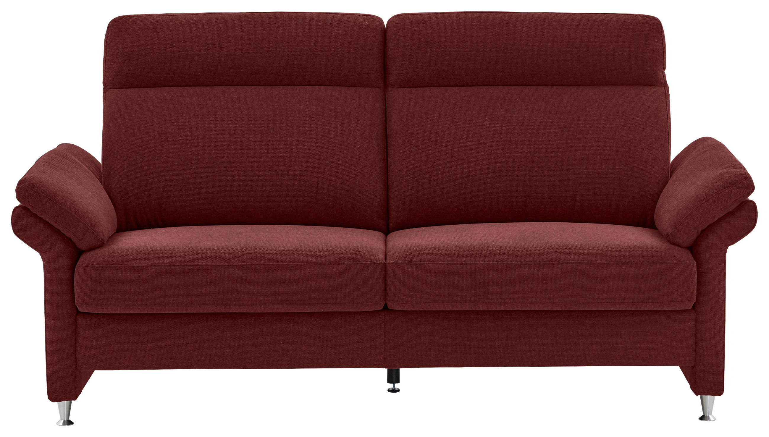3-SITZER-SOFA  in Flachgewebe Bordeaux  - Bordeaux/Alufarben, MODERN, Textil/Metall (196/103/89cm) - Pure Home Comfort