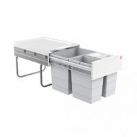 EINBAUABFALLSAMMLER 18 + 2 x 8 l  Kunststoff  - Hellgrau/Grau, Basics, Kunststoff (34,6/33,6/47,5cm) - HKT