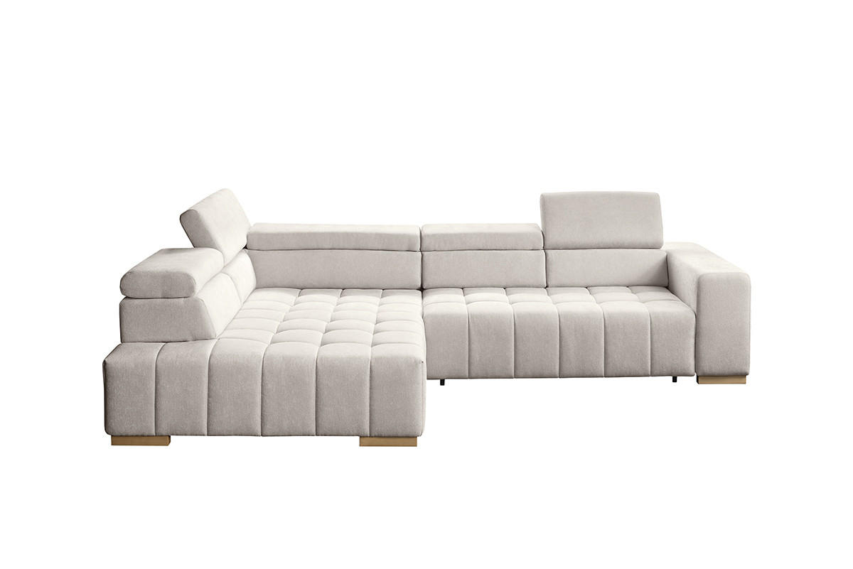 ECKSOFA in Chenille Creme  - Creme/Naturfarben, Design, Holz/Textil (201/307cm) - Livetastic