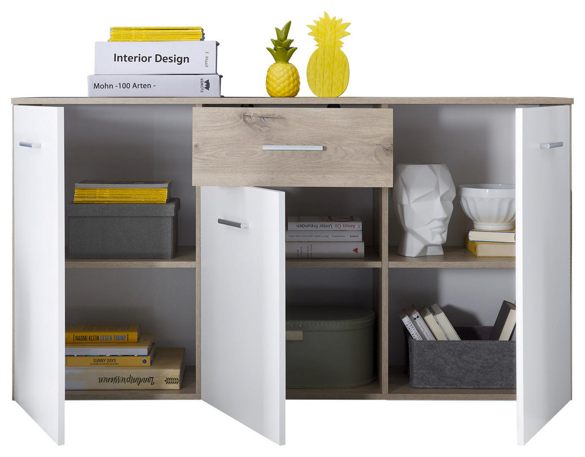 SIDEBOARD  in 150/82/40 cm  - Eichefarben/Silberfarben, Design, Holzwerkstoff/Kunststoff (150/82/40cm) - MID.YOU