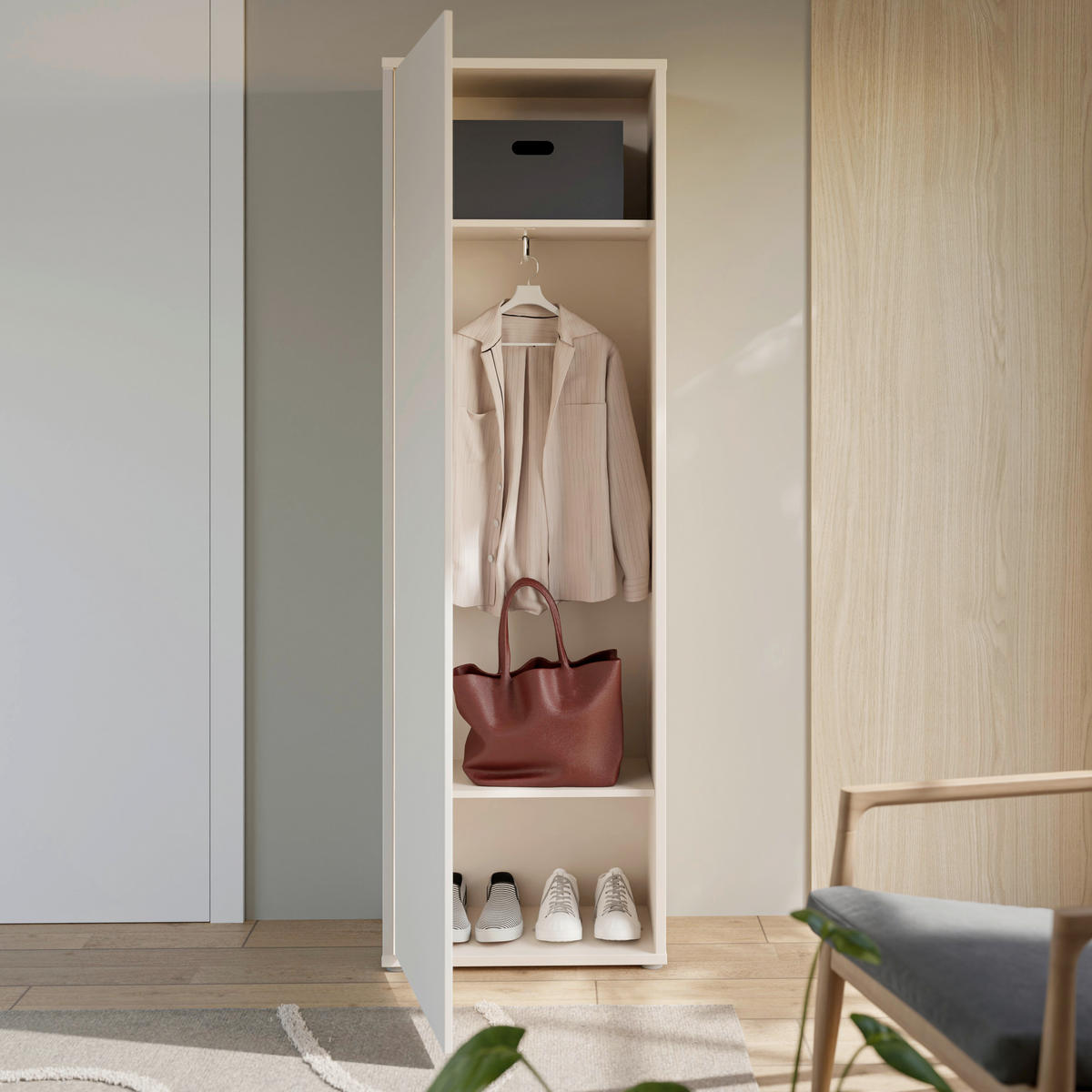 GARDEROBENSCHRANK  in 59,8/191,9/34,9 cm  - Sandfarben/Grau, MODERN, Holzwerkstoff/Kunststoff (59,8/191,9/34,9cm) - Carryhome