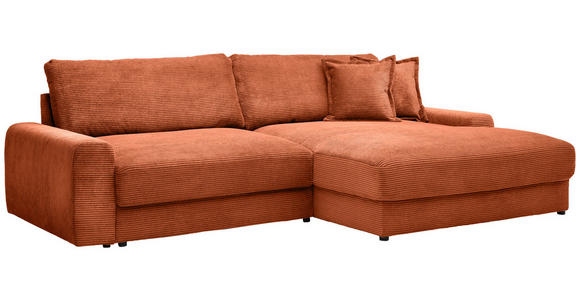 ECKSOFA Terracotta Cord - Terracotta/Schwarz, MODERN, Kunststoff/Textil (300/180cm) - Carryhome