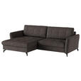 ECKSOFA in Flachgewebe, Leinenoptik Braun  - Schwarz/Braun, Design, Textil/Metall (170/242cm) - Xora