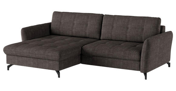 ECKSOFA in Flachgewebe, Leinenoptik Braun  - Schwarz/Braun, Design, Textil/Metall (170/242cm) - Xora