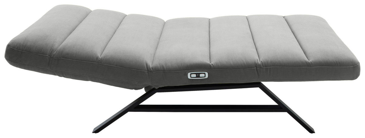 RELAXLIEGE in Feincord Grau  - Schwarz/Grau, Design, Textil/Metall (120/54-113/158-198cm) - Pure Home Lifestyle