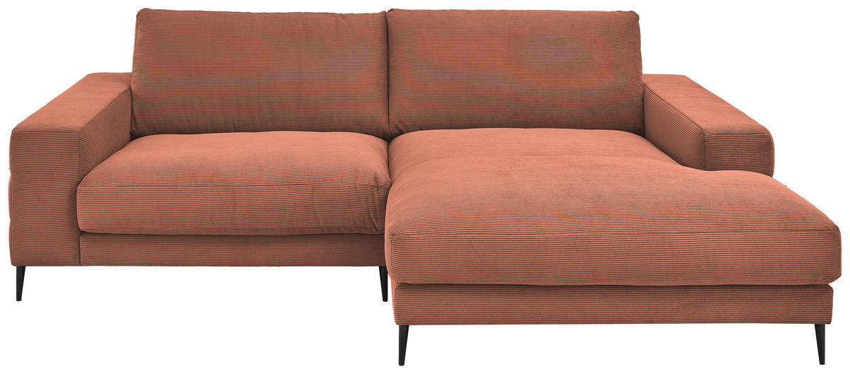 ECKSOFA Rostfarben Feincord Rücken echt  - Rostfarben/Schwarz, Design, Textil/Metall (253/177cm) - Dieter Knoll