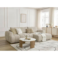 ECKSCHLAFSOFA FUJI Bouclé Beige  inkl.  - Beige/Schwarz, MODERN, Kunststoff/Textil (292/160cm)