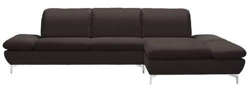 ECKSOFA in Echtleder Dunkelbraun  315/200 cm  - Dunkelbraun/Silberfarben, Design, Leder/Metall (315/200cm) - Chilliano
