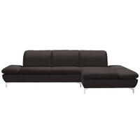 ECKSOFA in Echtleder Dunkelbraun  315/200 cm  - Dunkelbraun/Silberfarben, Design, Leder/Metall (315/200cm) - Chilliano