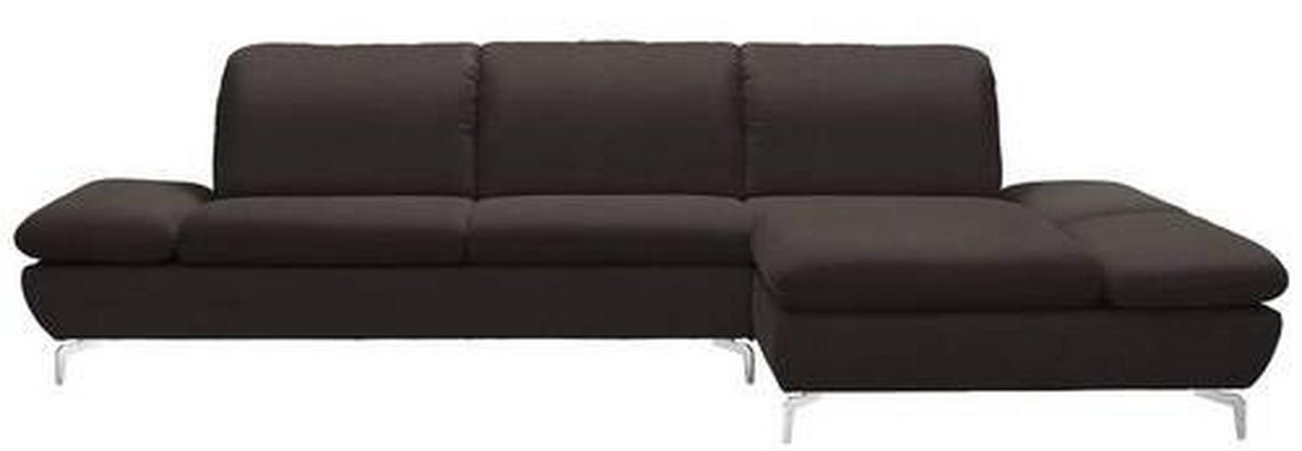 ECKSOFA in Echtleder Dunkelbraun  315/200 cm  - Dunkelbraun/Silberfarben, Design, Leder/Metall (315/200cm) - Chilliano