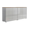 SIDEBOARD 158/73/33 cm  in Weiß, Eiche Artisan, Weiß Hochglanz  - Weiß Hochglanz/Schwarz, MODERN, Holzwerkstoff/Kunststoff (158/73/33cm) - MID.YOU