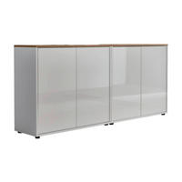 SIDEBOARD Mailand Set 2  in 158/73/33 cm  - Weiß Hochglanz/Schwarz, MODERN, Holzwerkstoff/Kunststoff (158/73/33cm) - MID.YOU
