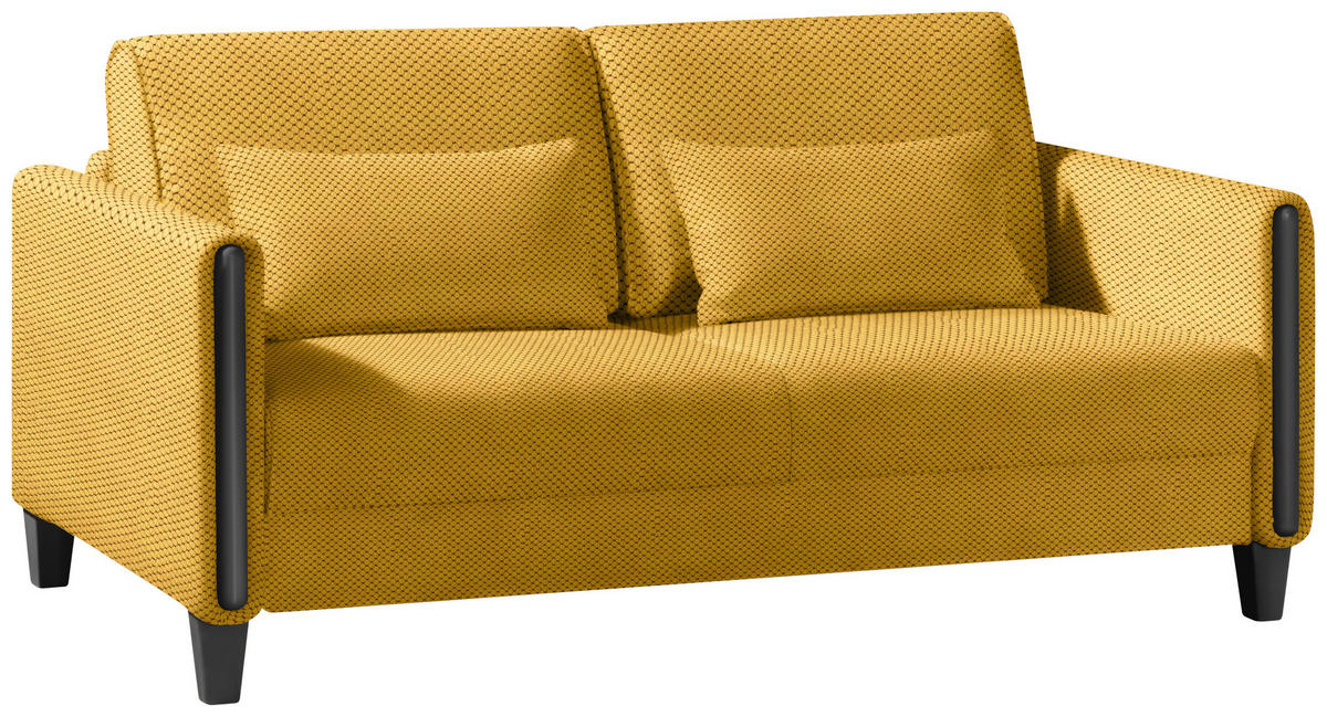 SCHLAFSOFA in Holz, Textil Schwarz, Currygelb  - Currygelb/Schwarz, Design, Holz/Textil (174/88/104cm) - Niels Andersson