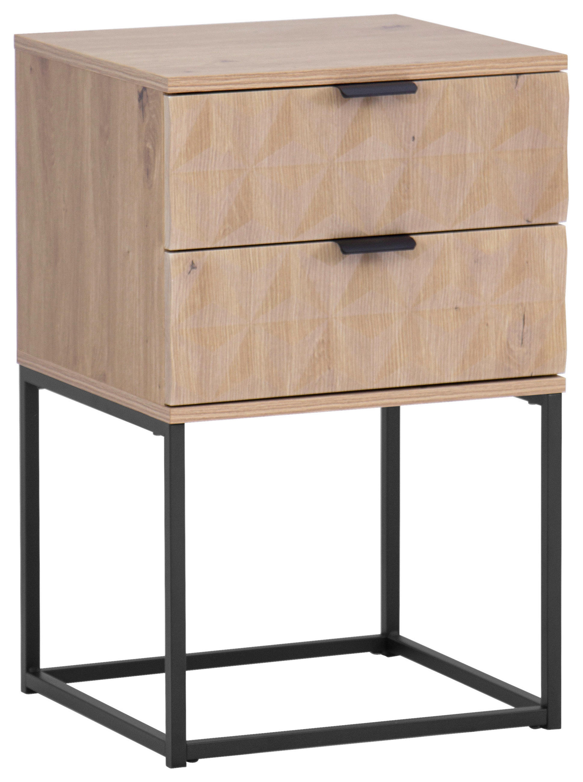 NACHTSCHRANK 42,5/67/38,5 cm  - Eichefarben/Schwarz, KONVENTIONELL, Holzwerkstoff/Metall (42,5/67/38,5cm) - Boxxx