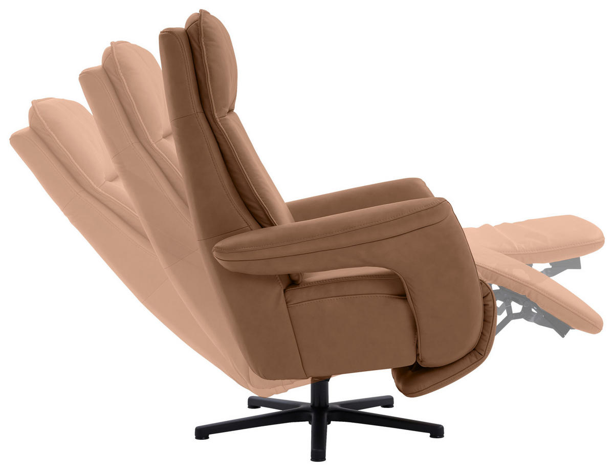 RELAXSESSEL in Leder Braun  - Schwarz/Braun, Design, Leder/Metall (83/112/87-174cm) - Valdera