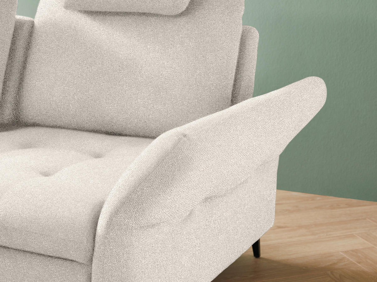 ECKSOFA in Bouclé Creme  - Creme/Schwarz, Natur, Textil/Metall (233/288cm) - Valnatura