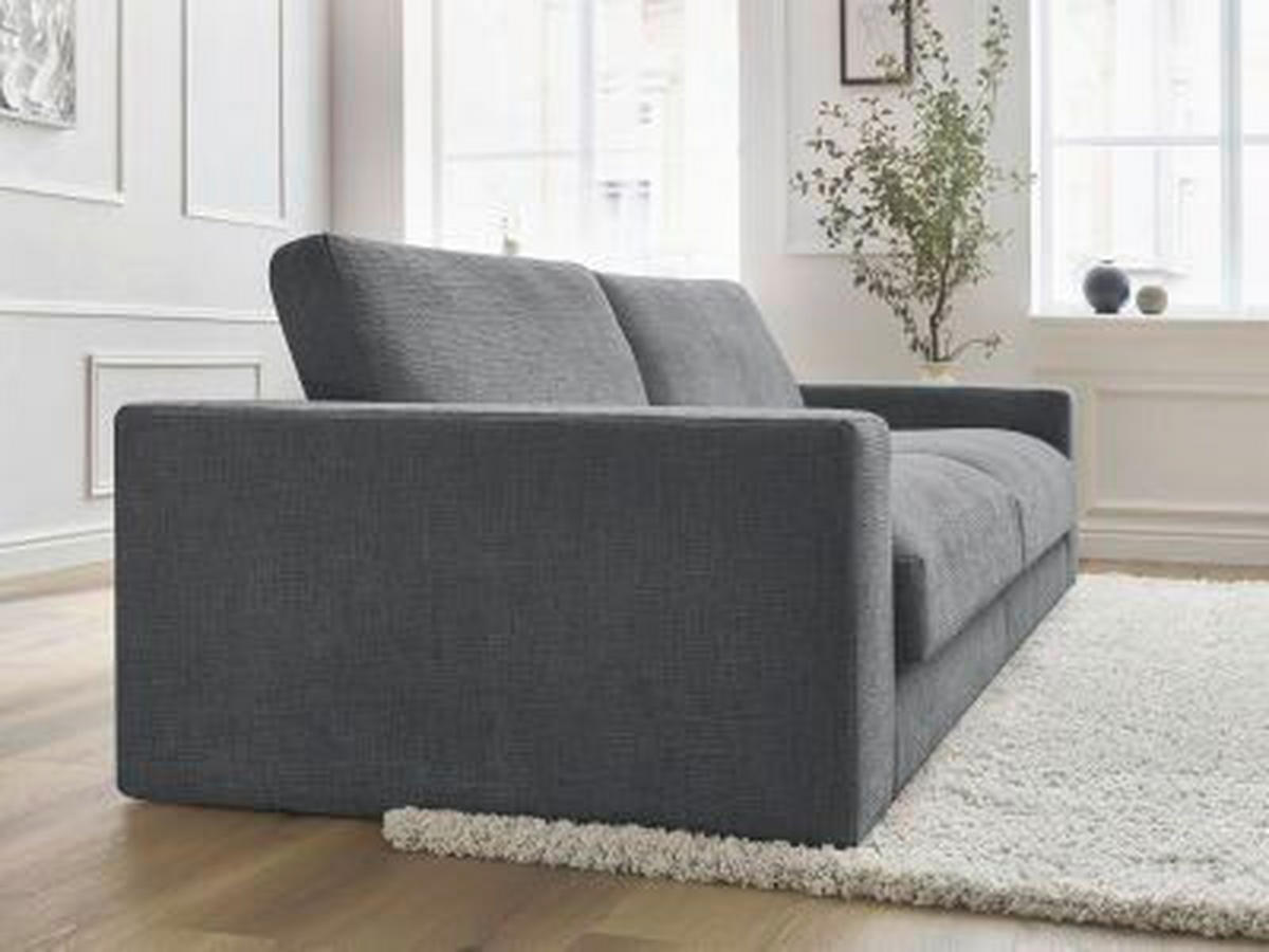 3-SITZER-SOFA LEONARD Struktur Dunkelgrau  - Dunkelgrau/Schwarz, MODERN, Kunststoff/Textil (234/77/109cm)