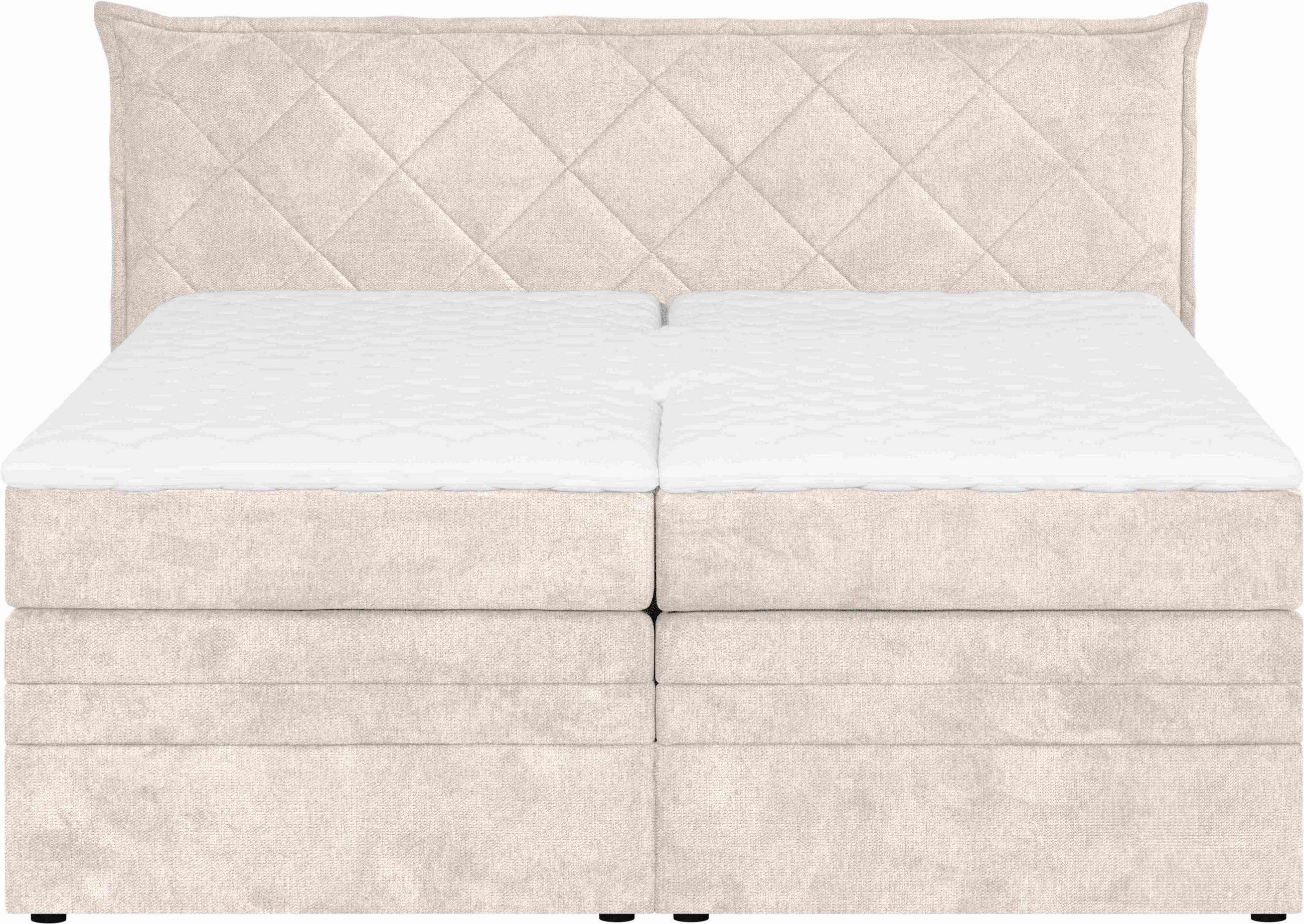 BOXSPRING-ÁGY 160/200 cm  bézs  - bézs/fekete, Konventionell, textil/fa (160/200cm) - Welnova
