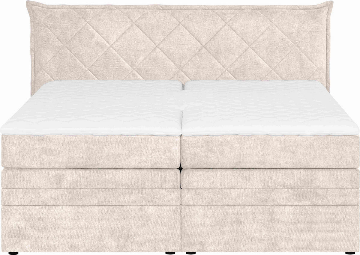 BOXSPRINGBETT 180/200 cm  in Beige  - Beige/Schwarz, Konventionell, Holz/Textil (180/200cm) - Welnova