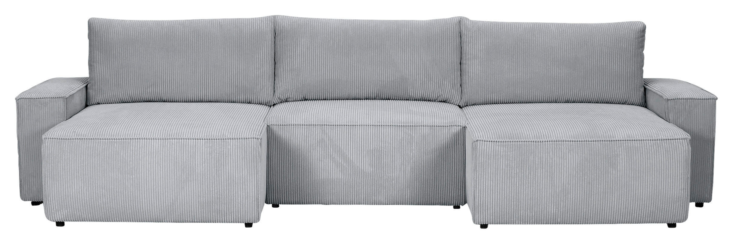 WOHNLANDSCHAFT Hellgrau Cord  - Hellgrau/Schwarz, KONVENTIONELL, Kunststoff/Textil (155/348/155cm) - Carryhome