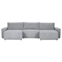 WOHNLANDSCHAFT Hellgrau Cord  - Hellgrau/Schwarz, KONVENTIONELL, Kunststoff/Textil (155/348/155cm) - Carryhome