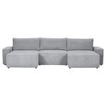 WOHNLANDSCHAFT  in Cord Hellgrau  - Hellgrau/Schwarz, KONVENTIONELL, Kunststoff/Textil (155/348/155cm) - Carryhome