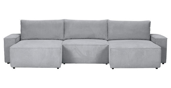 WOHNLANDSCHAFT  in Cord Hellgrau  - Hellgrau/Schwarz, KONVENTIONELL, Kunststoff/Textil (155/348/155cm) - Carryhome