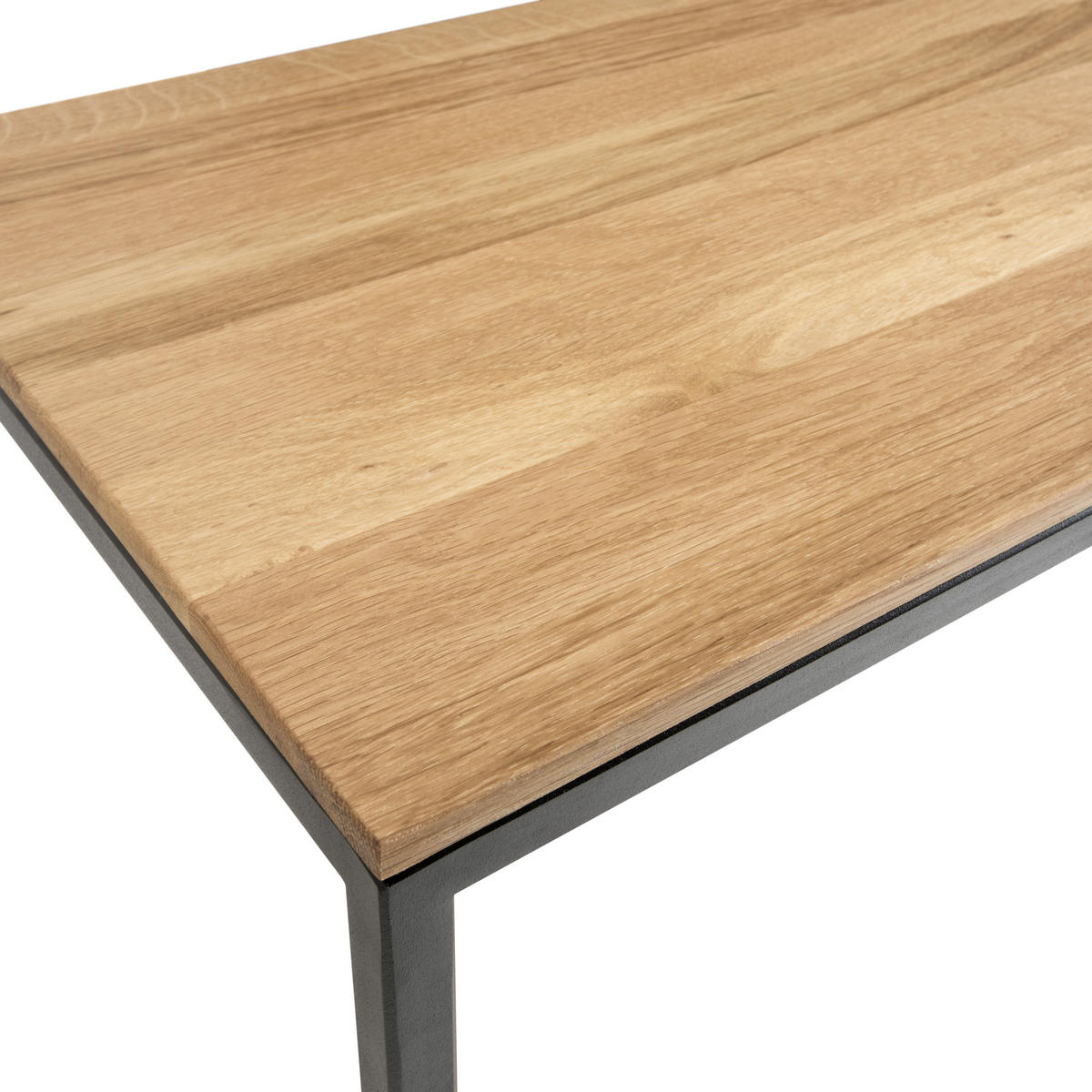 COUCHTISCH Eiche massiv 100/60/41,5 cm rechteckig Schwarz, Eichefarben  - Eichefarben/Schwarz, Design, Holz/Metall (100/60/41,5cm) - Johann Jakob