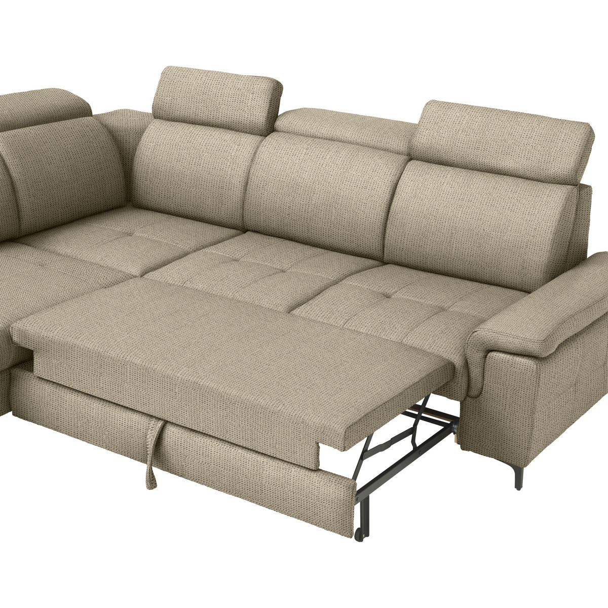 ECKSOFA Struktur Beige  - Beige/Schwarz, Design, Textil/Metall (270/292cm) - Stylife