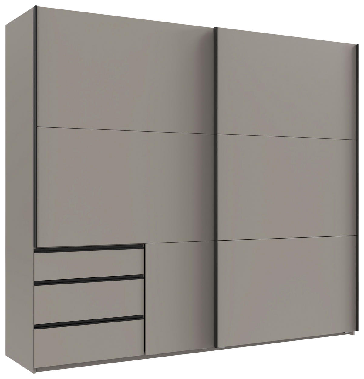 SCHWEBETÜRENSCHRANK Grau, Sahara  - Schwarz/Grau, Modern, Holzwerkstoff/Metall (250/216/65cm) - MID.YOU