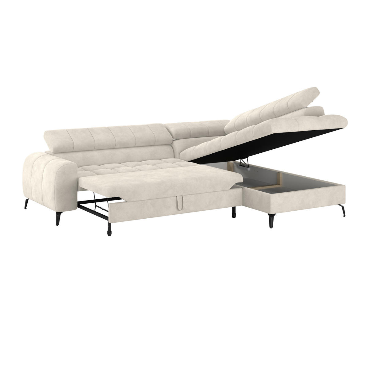 ECKSOFA in Creme  - Creme/Schwarz, Trend, Kunststoff/Textil (261/203cm) - Livetastic