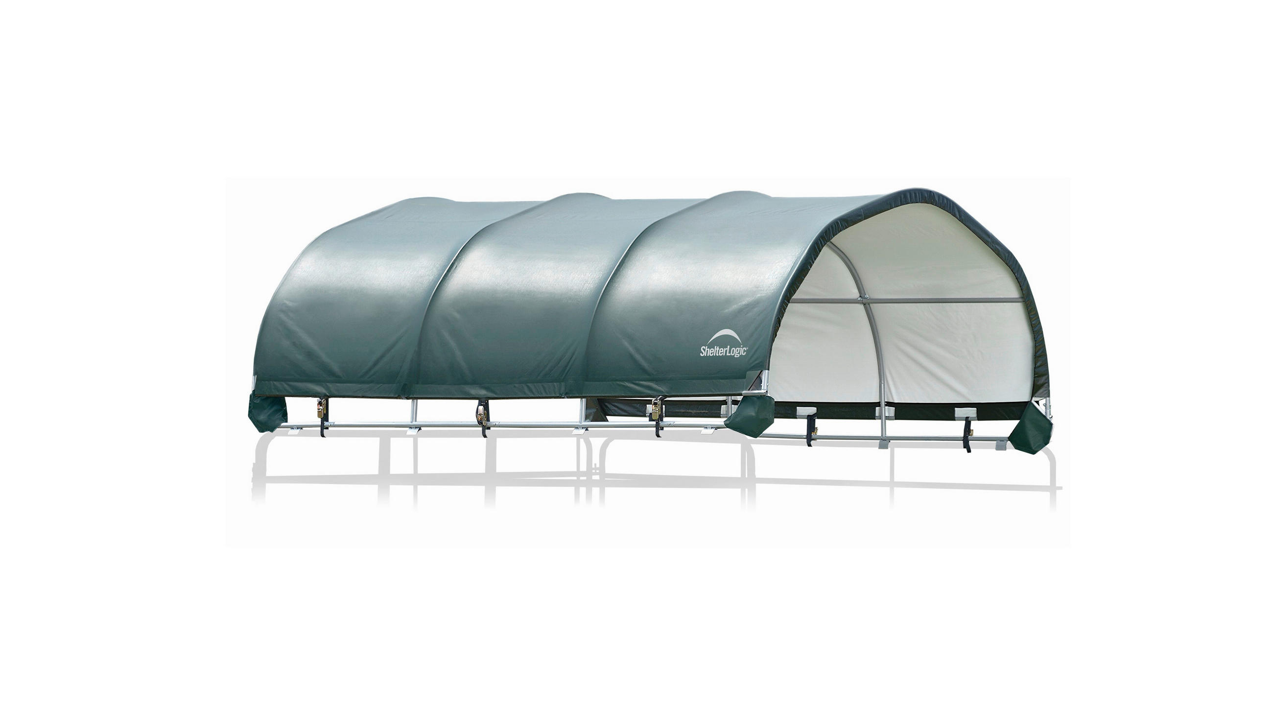 ZELTGARAGE DACH  - Dunkelgrün, Basics, Kunststoff (370/370/170cm) - Ambia Garden