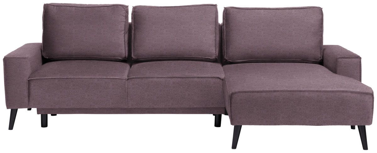ECKSOFA in Velours Violett  - Violett/Schwarz, Basics, Holz/Textil (260/161cm) - Carryhome