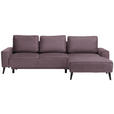 ECKSOFA in Velours Violett  - Violett/Schwarz, Basics, Holz/Textil (260/161cm) - Carryhome