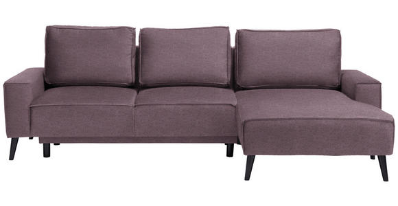 ECKSOFA in Velours Violett  - Violett/Schwarz, Basics, Holz/Textil (260/161cm) - Carryhome