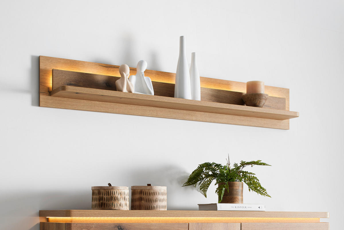STENSKA POLICA - barve hrasta, Moderno, leseni material (150/24/18cm) - Hom`in