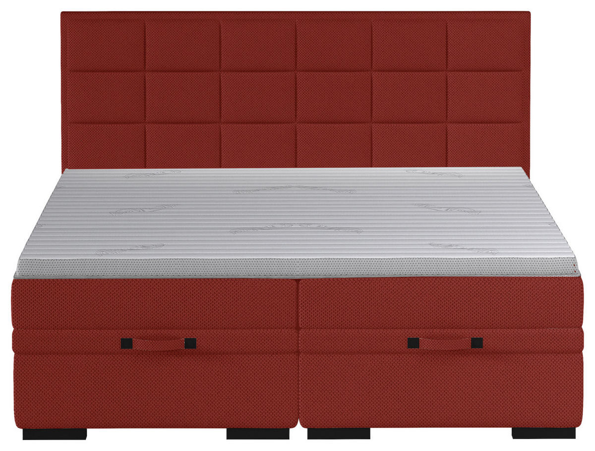 BOXSPRINGBETT 180/200 cm  in Weinrot  - Weinrot/Schwarz, Konventionell, Kunststoff/Textil (180/200cm) - home24
