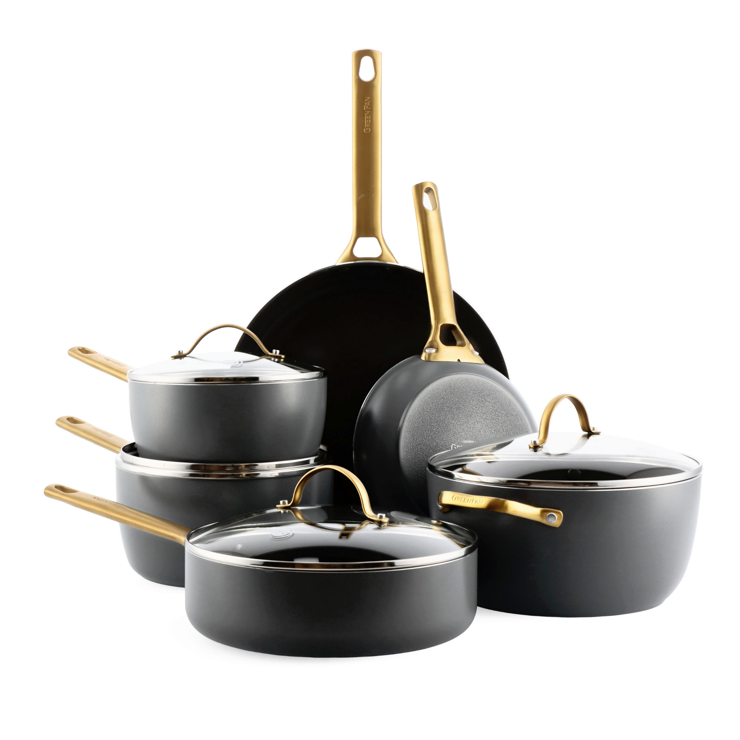 GreenPan Kochtopfset Padova Reserve Schwarz, Gold