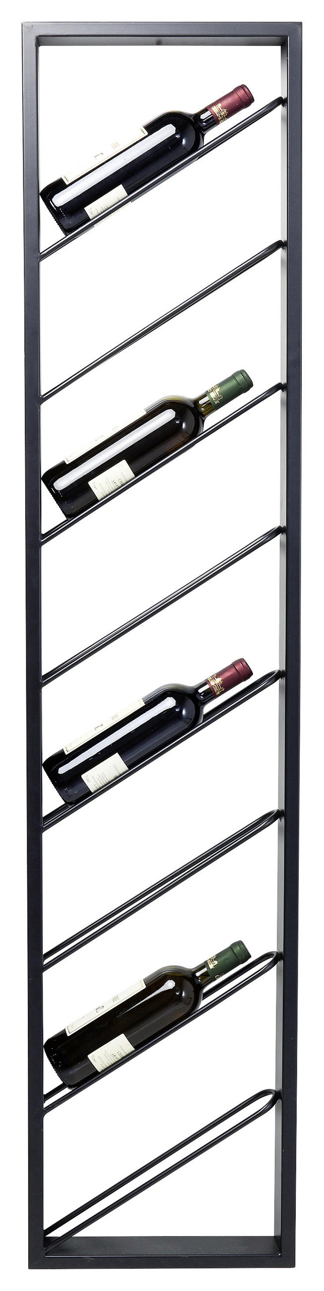 WEINREGAL 36/160/6 cm  - Schwarz, Design, Metall (36/160/6cm) - Kare-Design