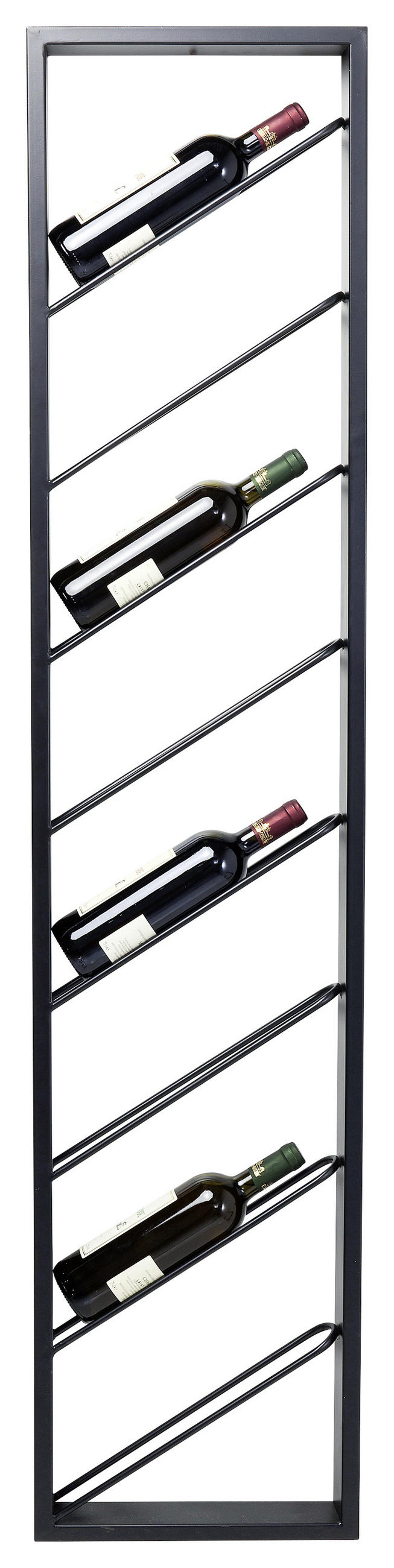WEINREGAL 36/160/6 cm  - Schwarz, Design, Metall (36/160/6cm) - Kare-Design