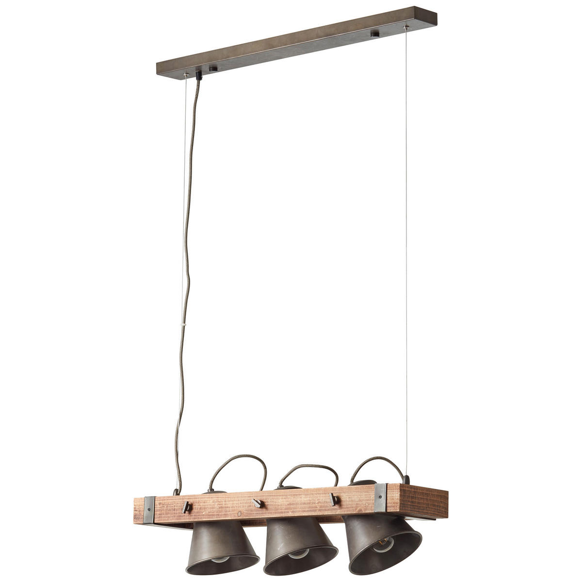 Hängeleuchte  70/115 cm   - Schwarz, Design, Holz/Metall (70/115cm) - Brilliant