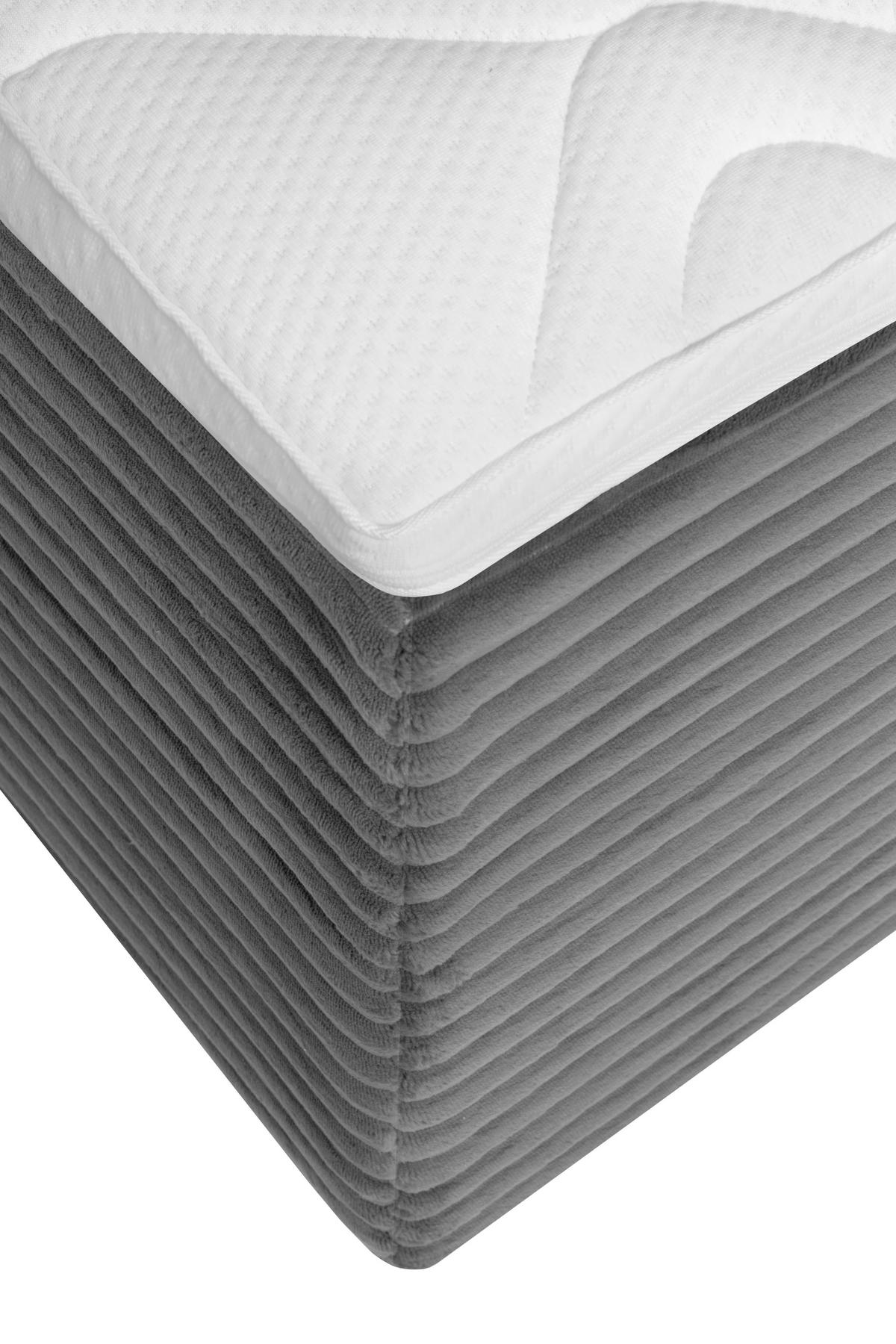 BOXBETT 120/200 cm,  in Grau, Matratze, Bettkasten, Topper, H3 = fest  - Schwarz/Grau, Trend, Kunststoff/Textil (120/200cm) - Boxxx